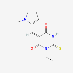 (5E)-1-ETHYL-5-[(1-METHYL-1H-PYRROL-2-YL)METHYLIDENE]-2-SULFANYLIDENE-1,3-DIAZINANE-4,6-DIONE