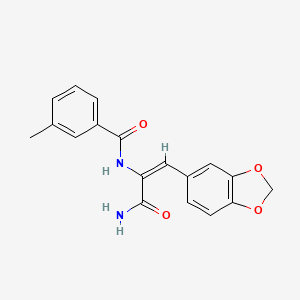 N-[(E)-3-amino-1-(1,3-benzodioxol-5-yl)-3-oxoprop-1-en-2-yl]-3-methylbenzamide