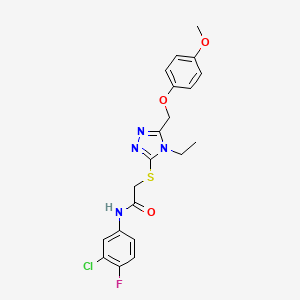 N-(3-chloro-4-fluorophenyl)-2-({4-ethyl-5-[(4-methoxyphenoxy)methyl]-4H-1,2,4-triazol-3-yl}sulfanyl)acetamide