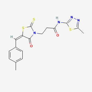 molecular formula C17H16N4O2S3 B4868867 3-[5-(4-methylbenzylidene)-4-oxo-2-thioxo-1,3-thiazolidin-3-yl]-N-(5-methyl-1,3,4-thiadiazol-2-yl)propanamide 