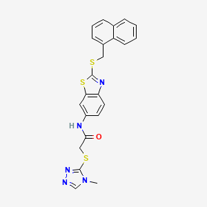 2-[(4-methyl-4H-1,2,4-triazol-3-yl)thio]-N-{2-[(1-naphthylmethyl)thio]-1,3-benzothiazol-6-yl}acetamide