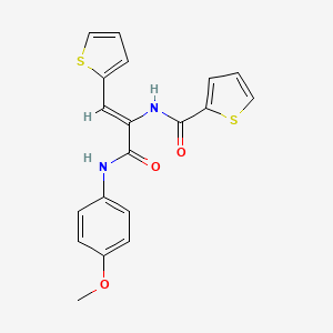 molecular formula C19H16N2O3S2 B4868936 N-[1-{[(4-methoxyphenyl)amino]carbonyl}-2-(2-thienyl)vinyl]-2-thiophenecarboxamide 