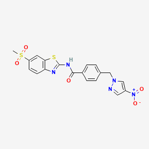 N-[6-(methylsulfonyl)-1,3-benzothiazol-2-yl]-4-[(4-nitro-1H-pyrazol-1-yl)methyl]benzamide