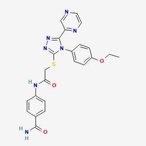 molecular formula C23H21N7O3S B4869058 4-[[2-[[4-(4-Ethoxyphenyl)-5-pyrazin-2-yl-1,2,4-triazol-3-yl]sulfanyl]acetyl]amino]benzamide 