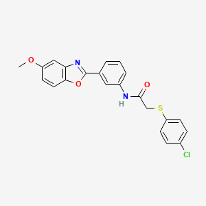 molecular formula C22H17ClN2O3S B4869068 2-[(4-chlorophenyl)sulfanyl]-N-[3-(5-methoxy-1,3-benzoxazol-2-yl)phenyl]acetamide 