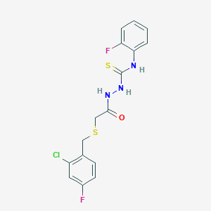 molecular formula C16H14ClF2N3OS2 B4869153 2-{[(2-chloro-4-fluorobenzyl)thio]acetyl}-N-(2-fluorophenyl)hydrazinecarbothioamide 