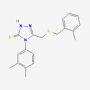 molecular formula C19H21N3S2 B4869228 4-(3,4-dimethylphenyl)-5-{[(2-methylbenzyl)thio]methyl}-4H-1,2,4-triazole-3-thiol 