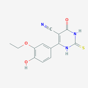 4-(3-ethoxy-4-hydroxyphenyl)-6-hydroxy-2-mercapto-5-pyrimidinecarbonitrile