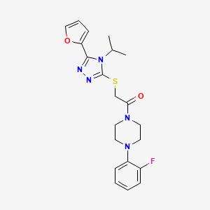 molecular formula C21H24FN5O2S B4869295 1-[4-(2-fluorophenyl)piperazin-1-yl]-2-{[5-(furan-2-yl)-4-(propan-2-yl)-4H-1,2,4-triazol-3-yl]sulfanyl}ethanone 