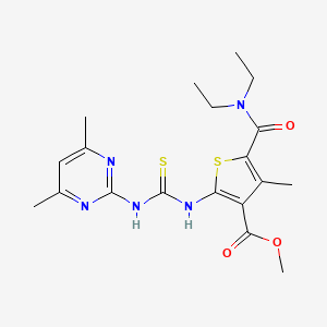 molecular formula C19H25N5O3S2 B4869373 methyl 5-[(diethylamino)carbonyl]-2-({[(4,6-dimethyl-2-pyrimidinyl)amino]carbonothioyl}amino)-4-methyl-3-thiophenecarboxylate 