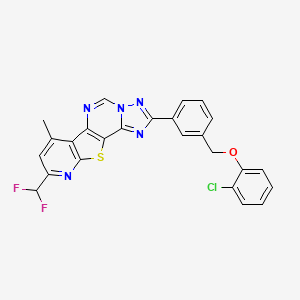 molecular formula C25H16ClF2N5OS B4869384 4-[3-[(2-chlorophenoxy)methyl]phenyl]-13-(difluoromethyl)-11-methyl-16-thia-3,5,6,8,14-pentazatetracyclo[7.7.0.02,6.010,15]hexadeca-1(9),2,4,7,10(15),11,13-heptaene 