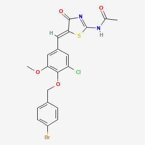 molecular formula C20H16BrClN2O4S B4869404 N-[(5Z)-5-[[4-[(4-bromophenyl)methoxy]-3-chloro-5-methoxyphenyl]methylidene]-4-oxo-1,3-thiazol-2-yl]acetamide 