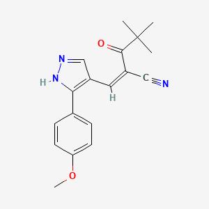 molecular formula C18H19N3O2 B4869405 2-(2,2-dimethylpropanoyl)-3-[3-(4-methoxyphenyl)-1H-pyrazol-4-yl]acrylonitrile 