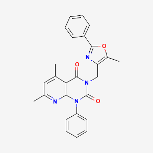 molecular formula C26H22N4O3 B4869452 5,7-DIMETHYL-3-[(5-METHYL-2-PHENYL-1,3-OXAZOL-4-YL)METHYL]-1-PHENYL-1H,2H,3H,4H-PYRIDO[2,3-D]PYRIMIDINE-2,4-DIONE 