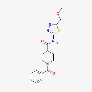 molecular formula C17H20N4O3S B4869508 1-benzoyl-N-[5-(methoxymethyl)-1,3,4-thiadiazol-2-yl]piperidine-4-carboxamide 