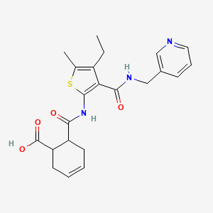 6-({4-Ethyl-5-methyl-3-[(pyridin-3-ylmethyl)carbamoyl]thiophen-2-yl}carbamoyl)cyclohex-3-ene-1-carboxylic acid