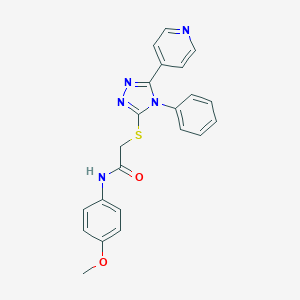 molecular formula C22H19N5O2S B048696 Acetamide, N-(4-methoxyphenyl)-2-[[4-phenyl-5-(4-pyridinyl)-4H-1,2,4-triazol-3-yl]thio]- CAS No. 113518-49-3