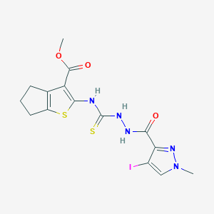 methyl 2-[({2-[(4-iodo-1-methyl-1H-pyrazol-3-yl)carbonyl]hydrazino}carbonothioyl)amino]-5,6-dihydro-4H-cyclopenta[b]thiophene-3-carboxylate