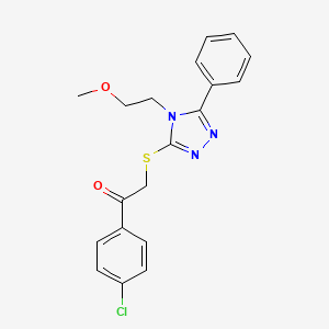 1-(4-chlorophenyl)-2-{[4-(2-methoxyethyl)-5-phenyl-4H-1,2,4-triazol-3-yl]thio}ethanone