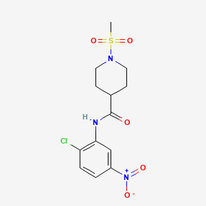 molecular formula C13H16ClN3O5S B4869847 N~4~-(2-CHLORO-5-NITROPHENYL)-1-(METHYLSULFONYL)-4-PIPERIDINECARBOXAMIDE 