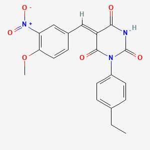 molecular formula C20H17N3O6 B4869922 1-(4-ethylphenyl)-5-(4-methoxy-3-nitrobenzylidene)-2,4,6(1H,3H,5H)-pyrimidinetrione 