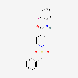 molecular formula C19H21FN2O3S B4869936 N-(2-FLUOROPHENYL)-1-PHENYLMETHANESULFONYLPIPERIDINE-4-CARBOXAMIDE 