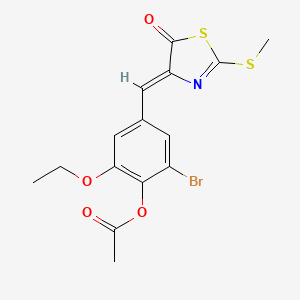 2-bromo-6-ethoxy-4-{[2-(methylthio)-5-oxo-1,3-thiazol-4(5H)-ylidene]methyl}phenyl acetate