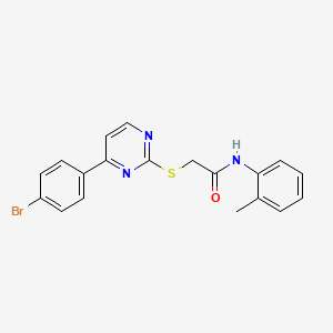 molecular formula C19H16BrN3OS B4870030 2-{[4-(4-BROMOPHENYL)-2-PYRIMIDINYL]SULFANYL}-N~1~-(2-METHYLPHENYL)ACETAMIDE 