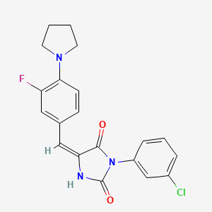 molecular formula C20H17ClFN3O2 B4870037 (5E)-3-(3-chlorophenyl)-5-[(3-fluoro-4-pyrrolidin-1-ylphenyl)methylidene]imidazolidine-2,4-dione 