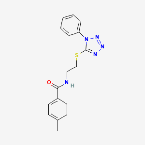 molecular formula C17H17N5OS B4870127 4-methyl-N-{2-[(1-phenyl-1H-tetrazol-5-yl)thio]ethyl}benzamide 