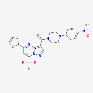 [5-(2-FURYL)-7-(TRIFLUOROMETHYL)PYRAZOLO[1,5-A]PYRIMIDIN-3-YL][4-(4-NITROPHENYL)PIPERAZINO]METHANONE