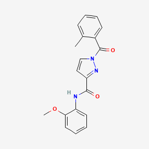 molecular formula C19H17N3O3 B4870251 N-(2-methoxyphenyl)-1-(2-methylbenzoyl)-1H-pyrazole-3-carboxamide 