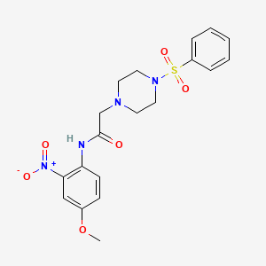 molecular formula C19H22N4O6S B4870266 N~1~-(4-METHOXY-2-NITROPHENYL)-2-[4-(PHENYLSULFONYL)PIPERAZINO]ACETAMIDE 