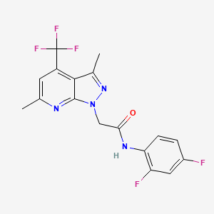 molecular formula C17H13F5N4O B4870277 N-(2,4-difluorophenyl)-2-[3,6-dimethyl-4-(trifluoromethyl)-1H-pyrazolo[3,4-b]pyridin-1-yl]acetamide 