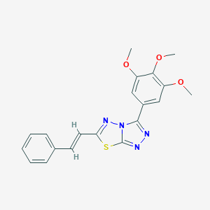 molecular formula C20H18N4O3S B487032 6-(2-Phenylvinyl)-3-(3,4,5-trimethoxyphenyl)[1,2,4]triazolo[3,4-b][1,3,4]thiadiazole CAS No. 491873-90-6