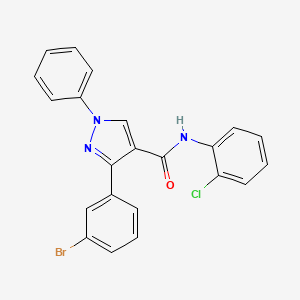 molecular formula C22H15BrClN3O B4870377 3-(3-bromophenyl)-N-(2-chlorophenyl)-1-phenylpyrazole-4-carboxamide 