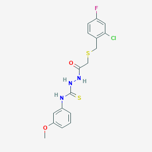 molecular formula C17H17ClFN3O2S2 B4870406 2-{[(2-chloro-4-fluorobenzyl)thio]acetyl}-N-(3-methoxyphenyl)hydrazinecarbothioamide 