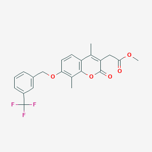 molecular formula C22H19F3O5 B4870413 methyl (4,8-dimethyl-2-oxo-7-{[3-(trifluoromethyl)benzyl]oxy}-2H-chromen-3-yl)acetate 