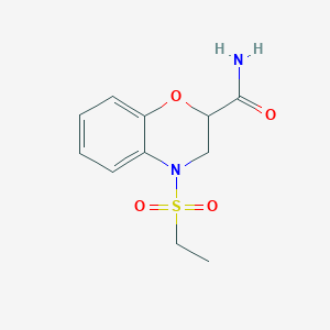 molecular formula C11H14N2O4S B4870433 4-(ethylsulfonyl)-3,4-dihydro-2H-1,4-benzoxazine-2-carboxamide 