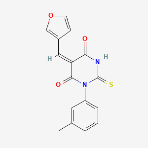 molecular formula C16H12N2O3S B4870456 (5E)-5-(furan-3-ylmethylidene)-1-(3-methylphenyl)-2-sulfanylidene-1,3-diazinane-4,6-dione 