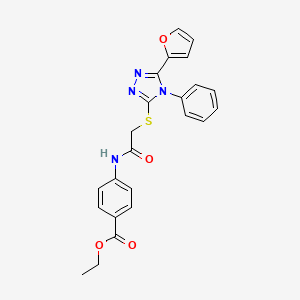 molecular formula C23H20N4O4S B4870462 ethyl 4-[({[5-(2-furyl)-4-phenyl-4H-1,2,4-triazol-3-yl]thio}acetyl)amino]benzoate 