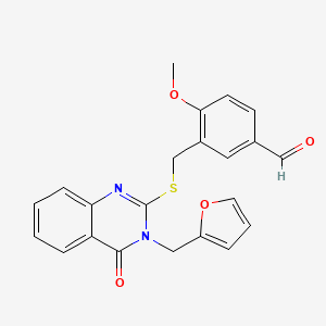 molecular formula C22H18N2O4S B4870486 3-({[3-(2-FURYLMETHYL)-4-OXO-3,4-DIHYDRO-2-QUINAZOLINYL]SULFANYL}METHYL)-4-METHOXYBENZALDEHYDE 