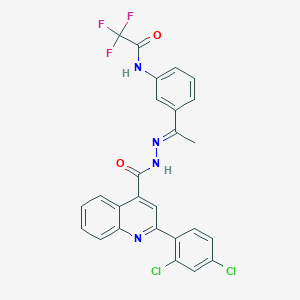 molecular formula C26H17Cl2F3N4O2 B4870504 N-[3-(N-{[2-(2,4-dichlorophenyl)-4-quinolinyl]carbonyl}ethanehydrazonoyl)phenyl]-2,2,2-trifluoroacetamide 