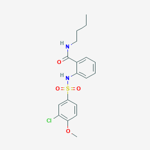 molecular formula C18H21ClN2O4S B4870507 N-butyl-2-{[(3-chloro-4-methoxyphenyl)sulfonyl]amino}benzamide 