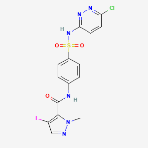 molecular formula C15H12ClIN6O3S B4870510 N-(4-{[(6-chloro-3-pyridazinyl)amino]sulfonyl}phenyl)-4-iodo-1-methyl-1H-pyrazole-5-carboxamide 