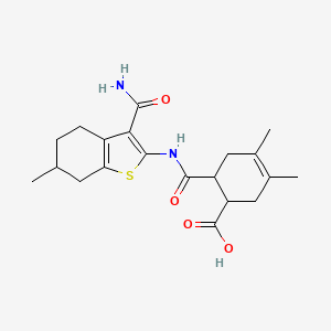 molecular formula C20H26N2O4S B4870532 6-({[3-(aminocarbonyl)-6-methyl-4,5,6,7-tetrahydro-1-benzothien-2-yl]amino}carbonyl)-3,4-dimethyl-3-cyclohexene-1-carboxylic acid 