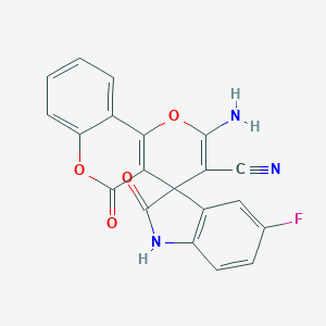 B487054 2'-amino-5-fluoro-2,5'-dioxospiro[1H-indole-3,4'-pyrano[3,2-c]chromene]-3'-carbonitrile CAS No. 126115-68-2