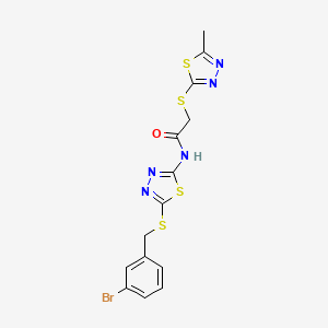 molecular formula C14H12BrN5OS4 B4870549 N-{5-[(3-bromobenzyl)sulfanyl]-1,3,4-thiadiazol-2-yl}-2-[(5-methyl-1,3,4-thiadiazol-2-yl)sulfanyl]acetamide 