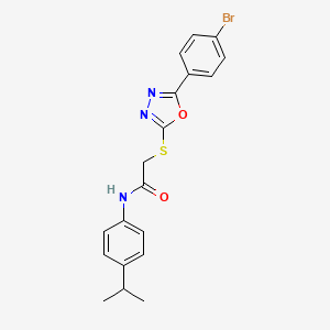 molecular formula C19H18BrN3O2S B4870555 2-{[5-(4-bromophenyl)-1,3,4-oxadiazol-2-yl]sulfanyl}-N-[4-(propan-2-yl)phenyl]acetamide 