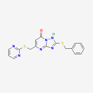 molecular formula C17H14N6OS2 B4870609 2-(benzylthio)-5-[(pyrimidin-2-ylthio)methyl][1,2,4]triazolo[1,5-a]pyrimidin-7(4H)-one 